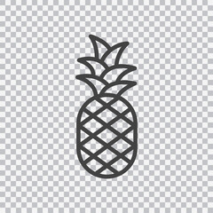 Pineapple outline icon. Vector isolated on transparent background.