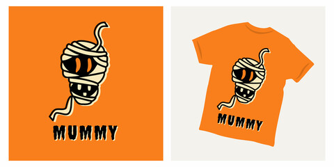 Mummy cartoon character fun t-shirt design