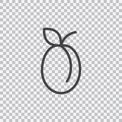 Plum outline icon. Vector isolated on transparent background.