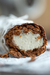 Nice cake. Unusual culinary product. Interesting food. High quality photo