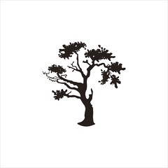 realistic black tree silhouette vector image illustration