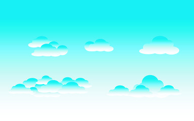 Blue cloud shapes clipart pack.Illustration Cloud in sky Seamless Pattern Cartoon for Kid on blue background.