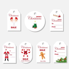 Christmas gift tags set with white background and colorful icon.