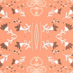 Hand drawn floral ethnic pattern. Seamless abstract batik print.