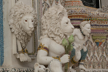 Decoration art sculpture at Wat Pariwas is a Thai buddhism temple, new famous temple in Bangkok,...