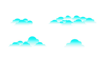 Blue cloud shapes clipart pack.Illustration Cloud in sky Seamless Pattern Cartoon for Kid on blue background.