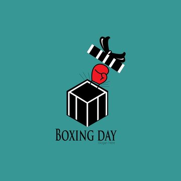 boxing day template logo image eps10 file,boxing gloves out of the gift box
