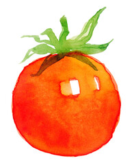 Watercolor tomato. Red vegetables, natural food