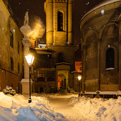 The Armenian Cathedral of the Assumption of Mary , armenian courtyard in winter