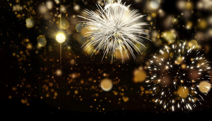 bokeh and fireworks festive holiday Christmas or New Year background