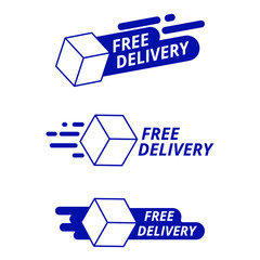 Free delivery tag set. Vector illustrations of &ldquo;FREE DELIVERY&rdquo; tag. Isolated elements and editable colors.
