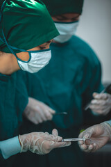 Anesthetist surgery doctor professional team are working in hospital operating room