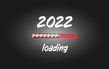 2022 loading with progress bar, new year card vector illustration