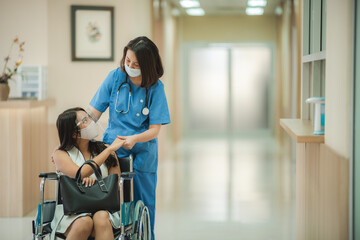 Obraz premium medical health insurance concept at hospital with doctor team and patient health care