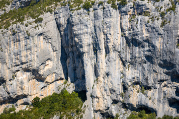 Fototapeta na wymiar The Gorges du Verdon and its steep cliffs in Europe, France, Provence Alpes Cote dAzur, Var, in summer, on a sunny day.