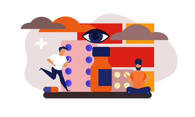 Antidepressants anxiety illness mental health design. Dark and bad negative stress pills vector illustration. Broken and confused depressed emotion expression human. Failure despair down lose people