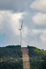 Windmill farm renewable energies wind environment sustainable economy long shot skyline sunset solar energy