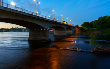 Bridge over the Narva River on the border between Estonia and Russia.