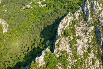 The famous Gorges du Verdon in the countryside in Europe, France, Provence Alpes Cote dAzur, the Var, in the summer on a sunny day.