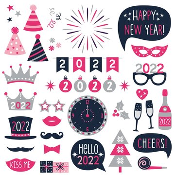 New Year 2022, vector party design set