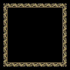 Decorative frame Elegant vector element for design in Eastern style, place for text. Floral golden and black border. Lace illustration for invitations and greeting cards