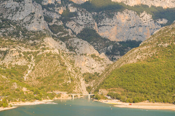 Obraz na płótnie Canvas The entrance to the Gorges du Verdon in Europe, in France, Provence Alpes Cote dAzur, in the Var, in summer, on a sunny day.