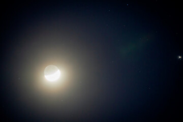 Obraz na płótnie Canvas Night moon, star and dark sky
