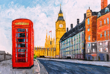 Fototapeta premium Oil Painting - City View of London