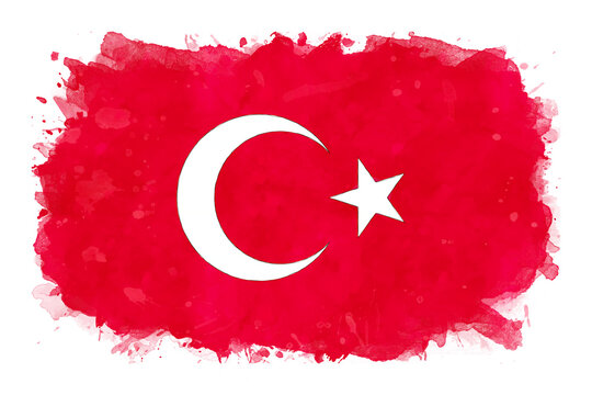 Turkey National Flag Watercolor Illustration