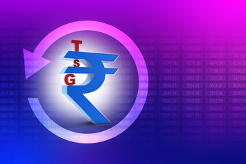 3d rendering GST Tax India with rupee sign
