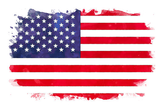 USA National Flag Watercolor Illustration
