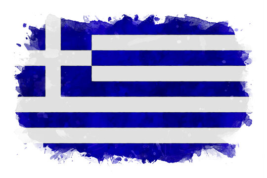 Greece National Flag Watercolor Illustration
