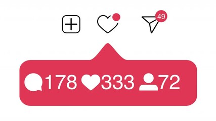 Comments, Likes, Follower counter Increase Quickly Animation