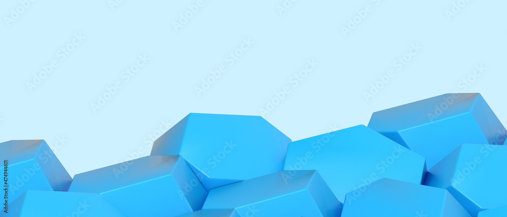 Poster creative ideas. abstract background and geometric shape with minimal style and hexagon podium for a 