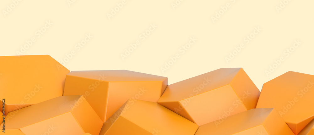 Poster creative ideas. abstract background and modern futuristic geometric shape and hexagon podium design 