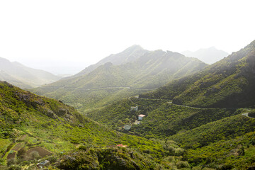 Green mountains with serpantine road in Tenerife Canary island, Spain