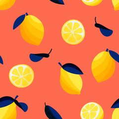 Seamless pattern with lemon. Vector illustration.