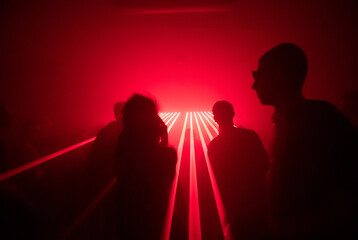 techno rave visual light red lazers geometric people dance dj sexual wild atmosphere acid festival...