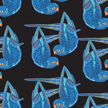 Artistic Hand drawn parrot birds seamless pattern ,Design for fashion , fabric, textile, wallpaper, cover, web , wrapping and all prints