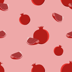 juicy repeat pattern created with pomegranate fruit, pomegranate fruit seamless pattern created on flat colored background.