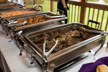 Pulled Pork at Dinner Buffet Outdoors