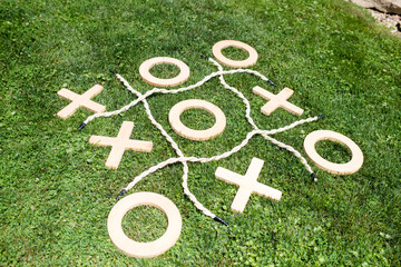 Giant Tic Tac Toe Game on Grass Outdoors