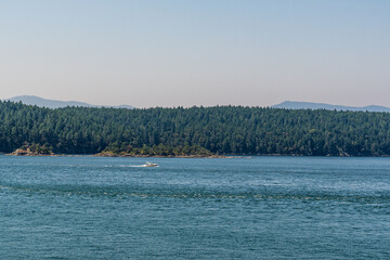 small islands in strait of Georgia between Vancouver and Victoria