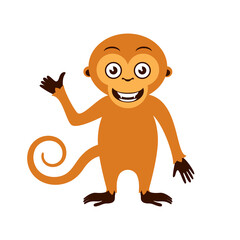 Happy monkey with thumb up icon vector. Cute monkey icon isolated on a white background. Smiling brown monkey vector