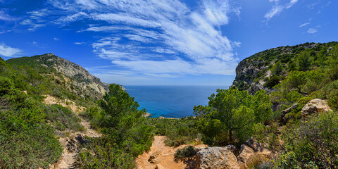 view to Atlantis bay in Ibiza island Spain