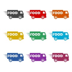 Food truck icon isolated on white background, color set