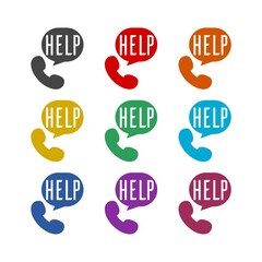 Help word icon isolated on white background, color set