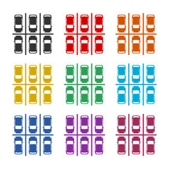 Parking icon isolated on white background, color set