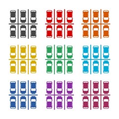 Parking icon isolated on white background, color set