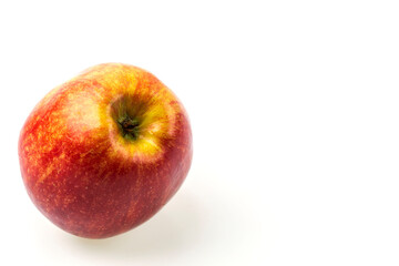 Beautiful macro view of red apple isolated on white background. 